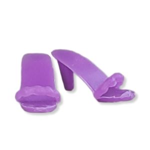 Barbie Clone 70s MOD High Heel Mules Purple Faux Bead Toe Strap Doll Shoes Vtg
